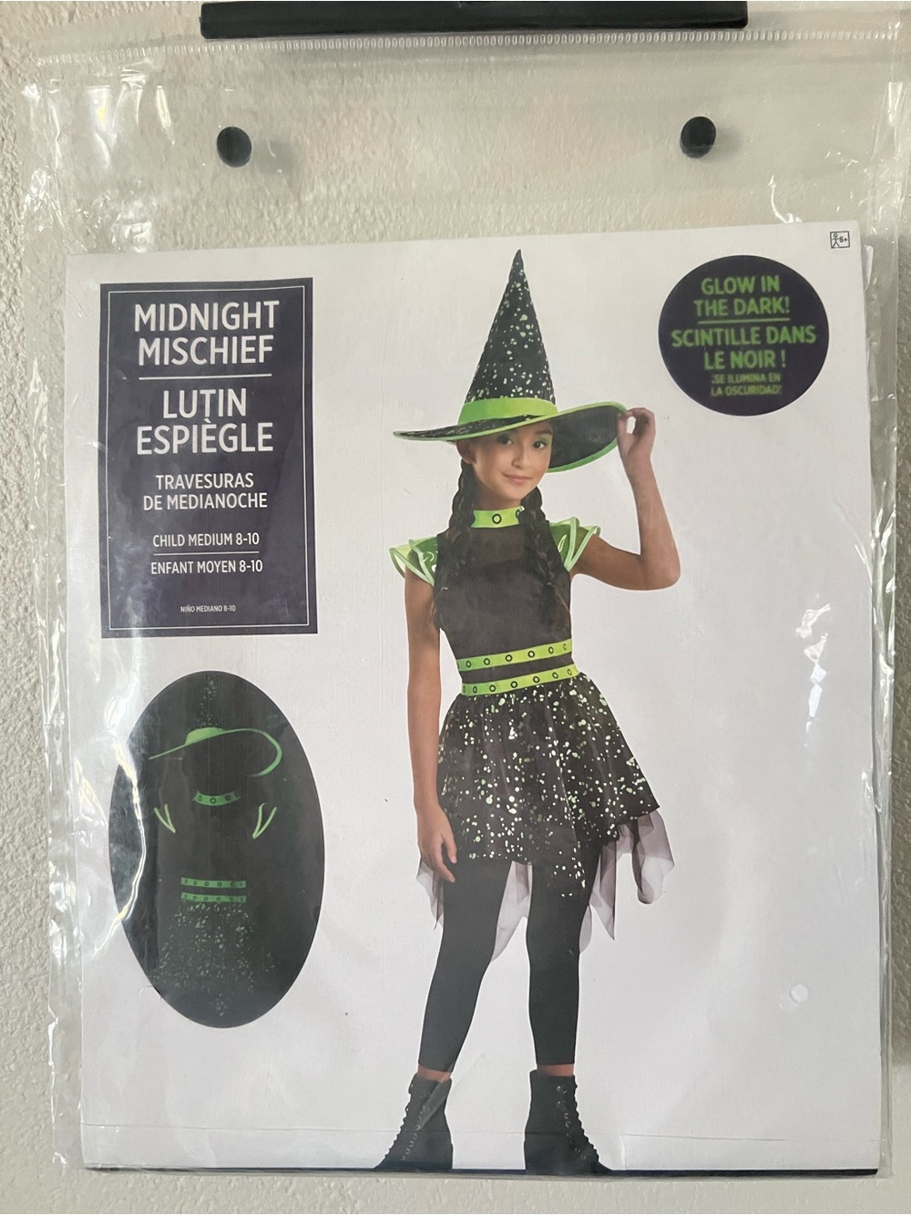 Girls Glow Witch Costume - Black & Neon Green